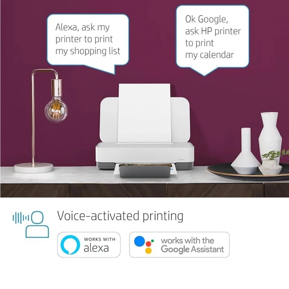 HP White Wireless Printer with Voice Activation with case ALL NEW